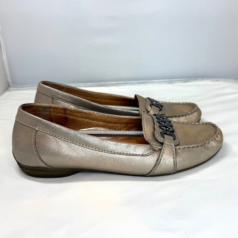 Gabor Metallic Leather Moccasin Loafers Women's 7.5